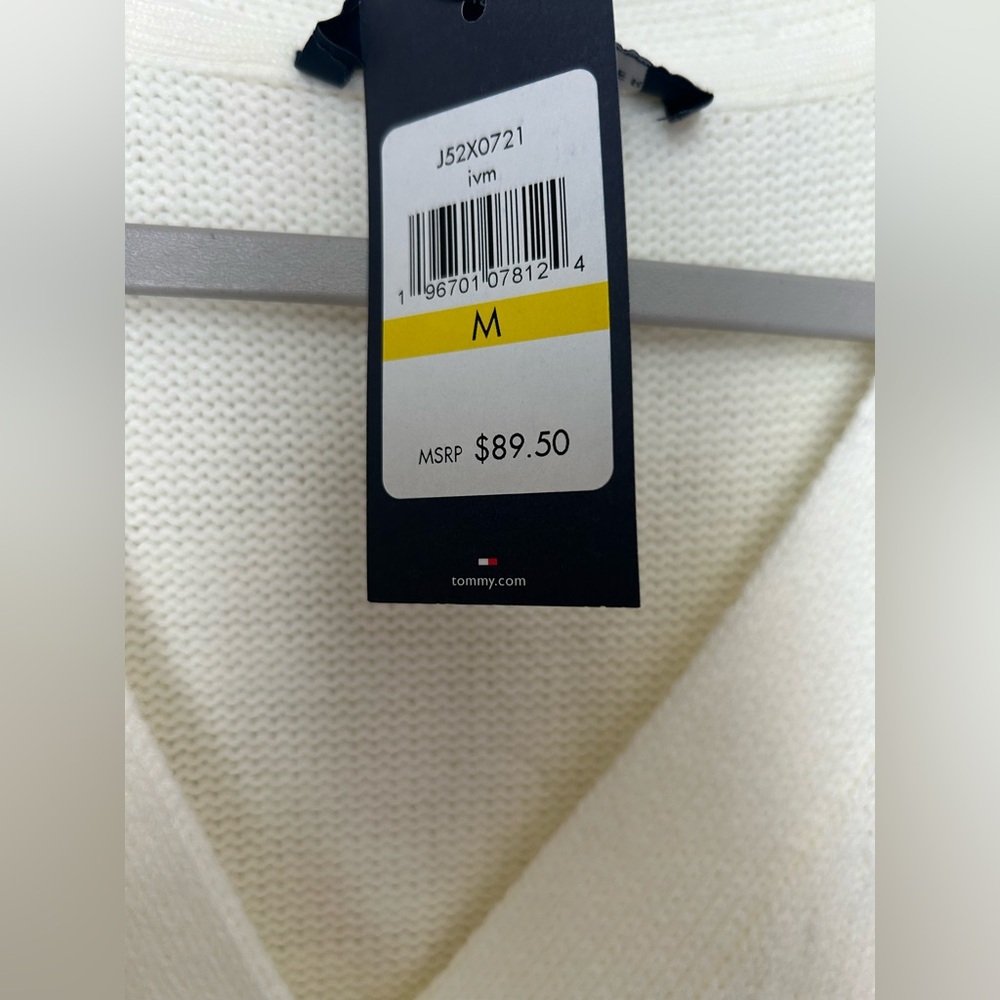 Tommy Hilfiger Cream Button Up Sweater - Picture 3 of 4